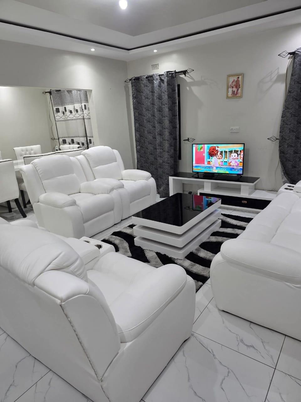 7 Seater Semi Recliner Sofa Set – Luxury White Leather Design | Modern Comfort | Sofa Hub Kenya view 4