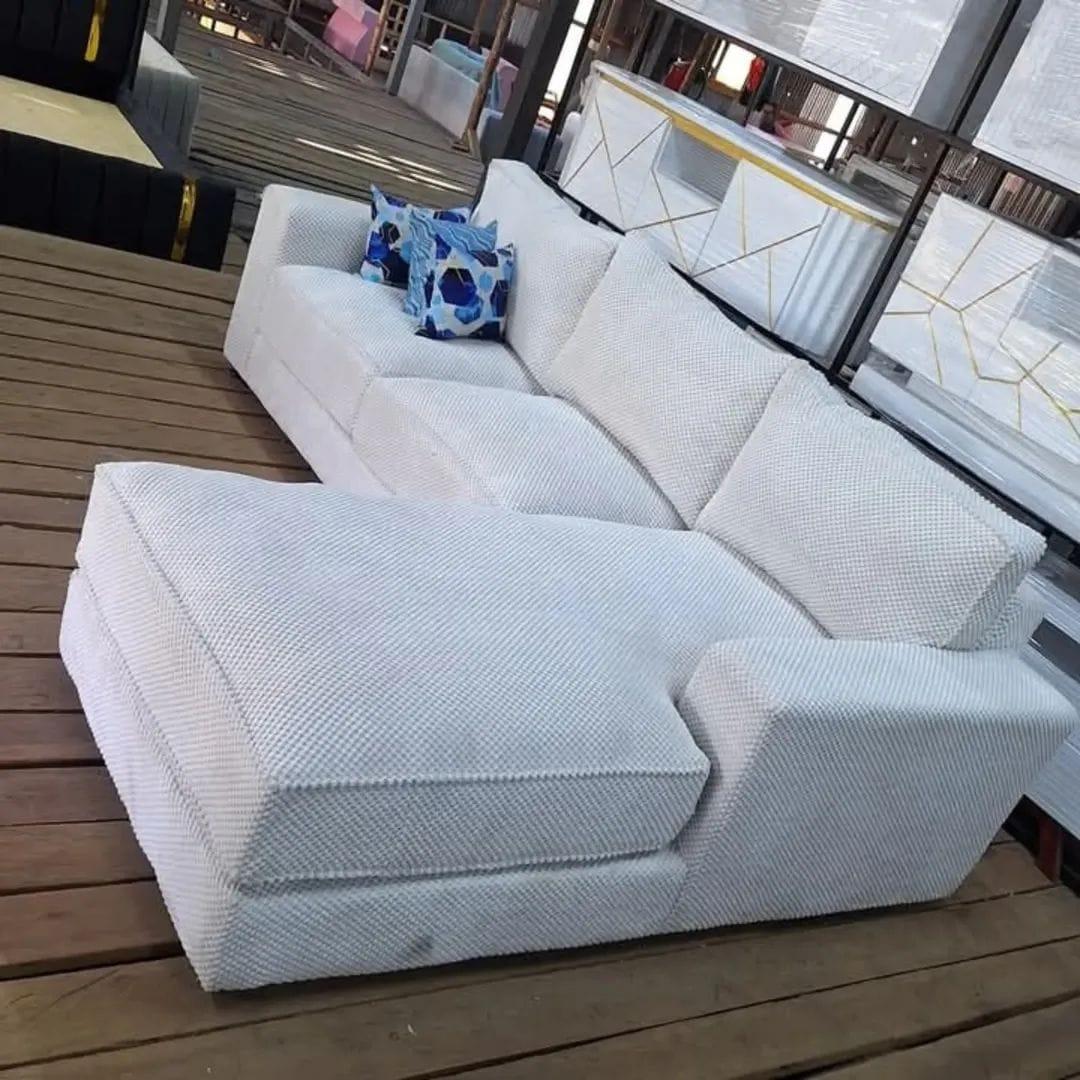 6-Seater L-Shaped Sofa – Fiber-Filled with 8-Inch Cushions | Made in Kenya view 2