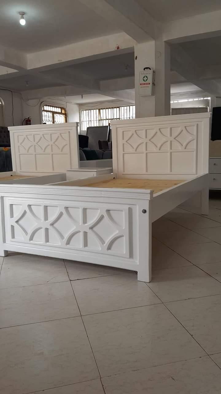 5x6 Pine Wood Bed – Diamond Design, White Finish (Made in Karen, Nairobi) view 2