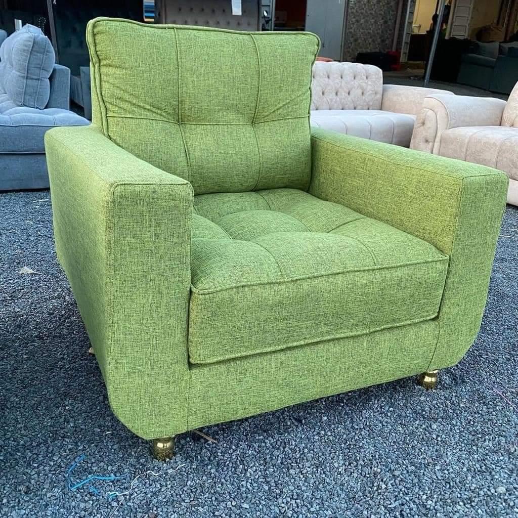 Lime Green 6-Seater Sofa with Gold Legs - Custom Colors Available | Kenya view 2