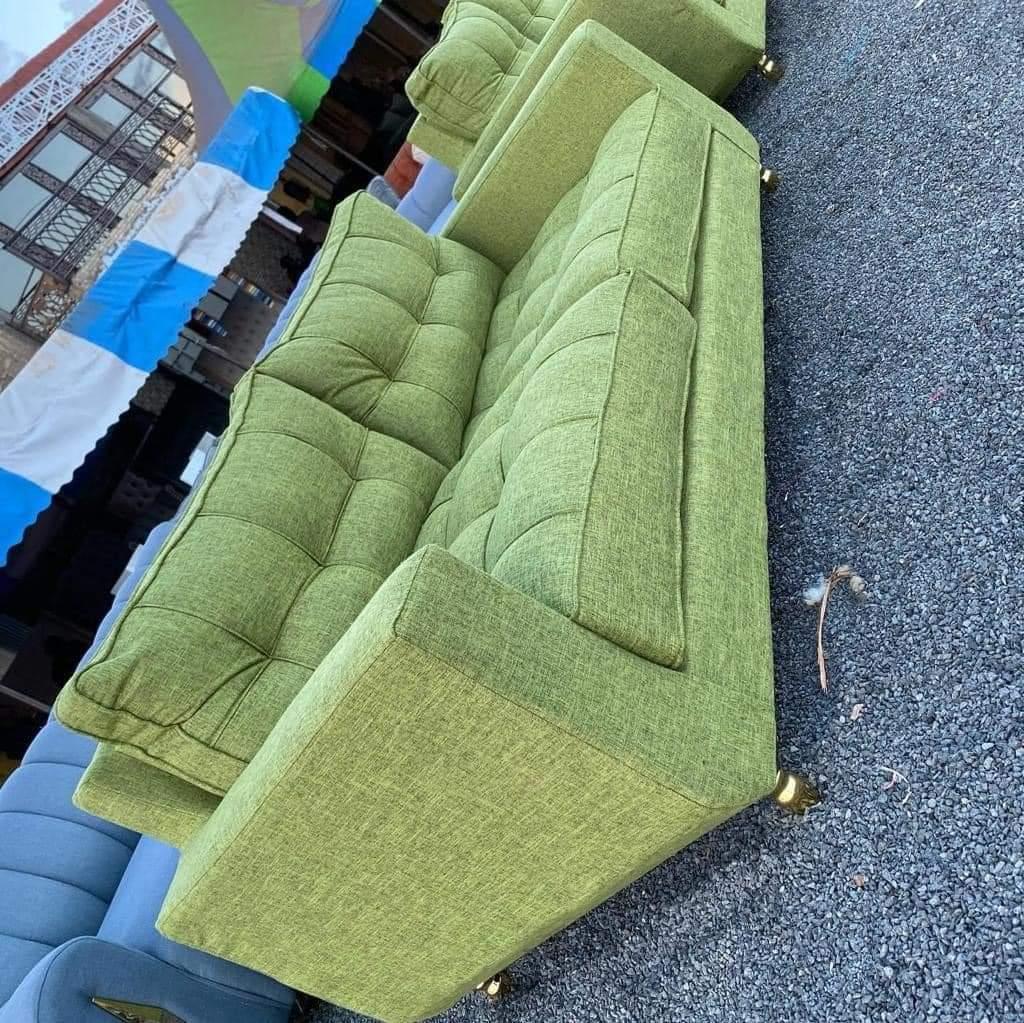 Lime Green 6-Seater Sofa with Gold Legs - Custom Colors Available | Kenya view 3